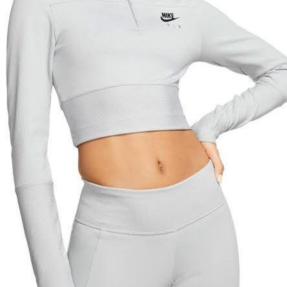 Nike Air grey long sleeve half zip crop top